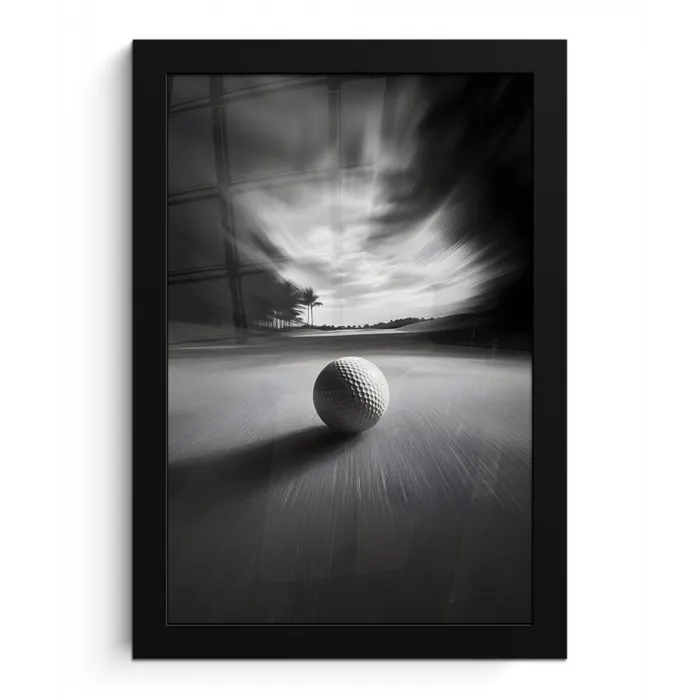 Golfbal - Wazig - Zwart fotolijst zwart zonder passe partout klein -3d