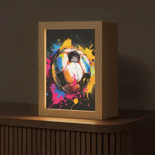 Graffiti - Sport - Voetbal - Verf - Bal Light Box met kabel (Tafellamp) klein -z3d_website