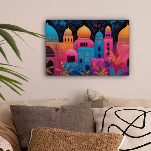 Kleurrijk - Stad - Nacht canvas 2cm klein -sfeer1
