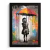 Meisje - Kunst - Paraplu - Graffiti - Kleuren - Muur fotolijst zwart zonder passe partout klein -3d