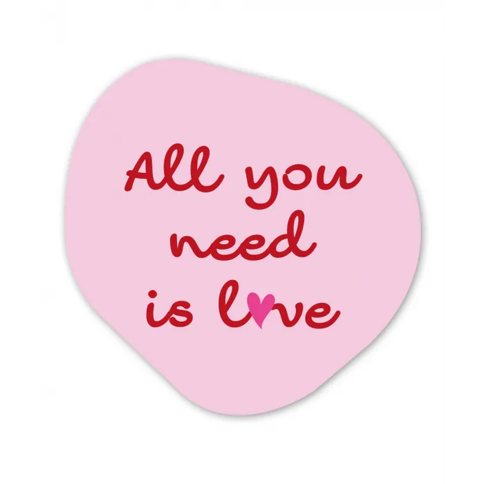 Tekst - Roze - Love - Hart Wandcirkel Organisch Forex 3mm klein -3d