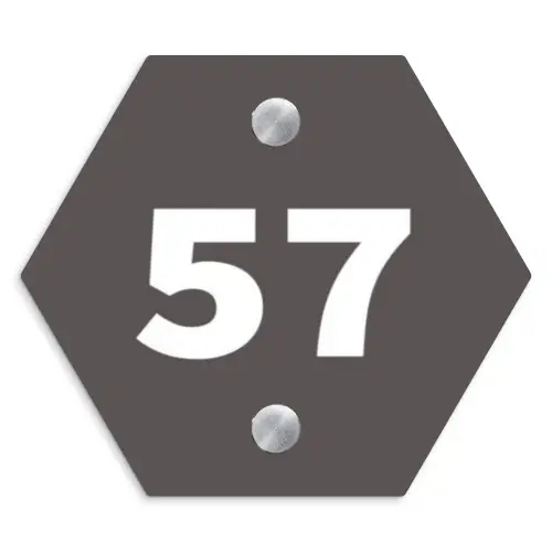 Grijs - Traditioneel Naambord Hexagon klein -3d