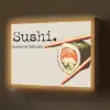 Sushi - Zalm - Rijst - Japans Light Box met batterij (Wandlamp) middel -z3d_website