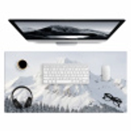 Berg - Sneeuw - Winter - Natuur - Wit Muismat XXL klein -3d