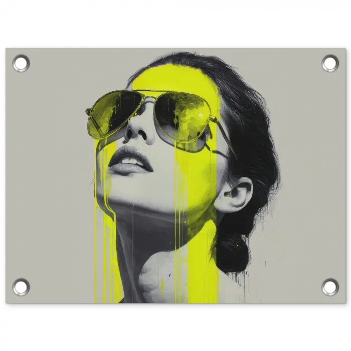 Vrouw - Bril - Verf tuinposter los doek klein -3d