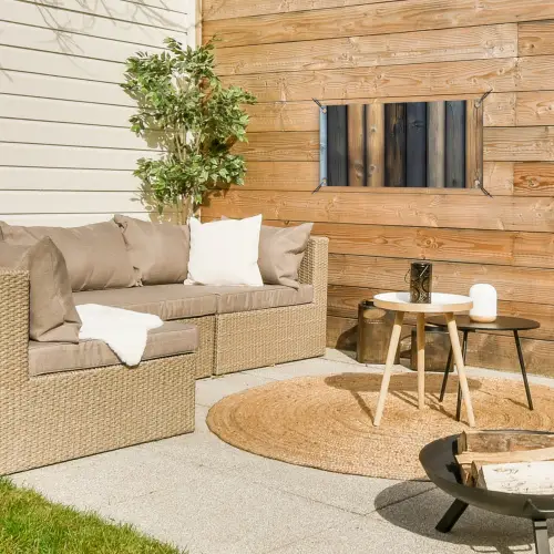 Hout - Planken - Gemengd tuinposter los doek klein -sfeer4