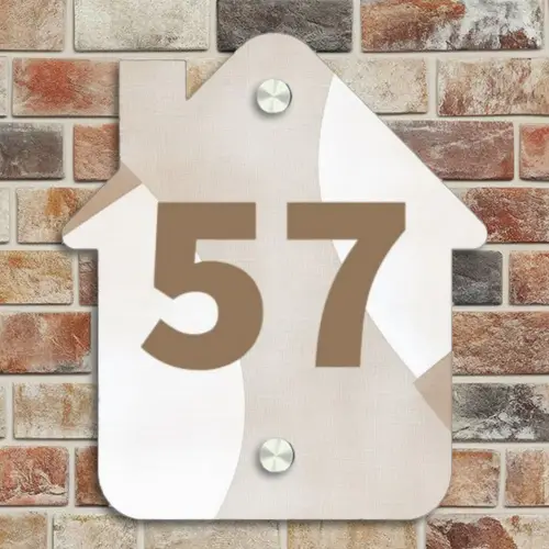 Abstract beige - Traditioneel Naambord Huisje klein -sfeer6