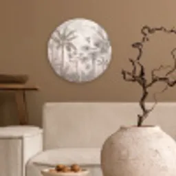 Jungle - Banenboom - Kolibrie - Beige Wandcirkel kunststof plaat 5mm dik klein -sfeer1