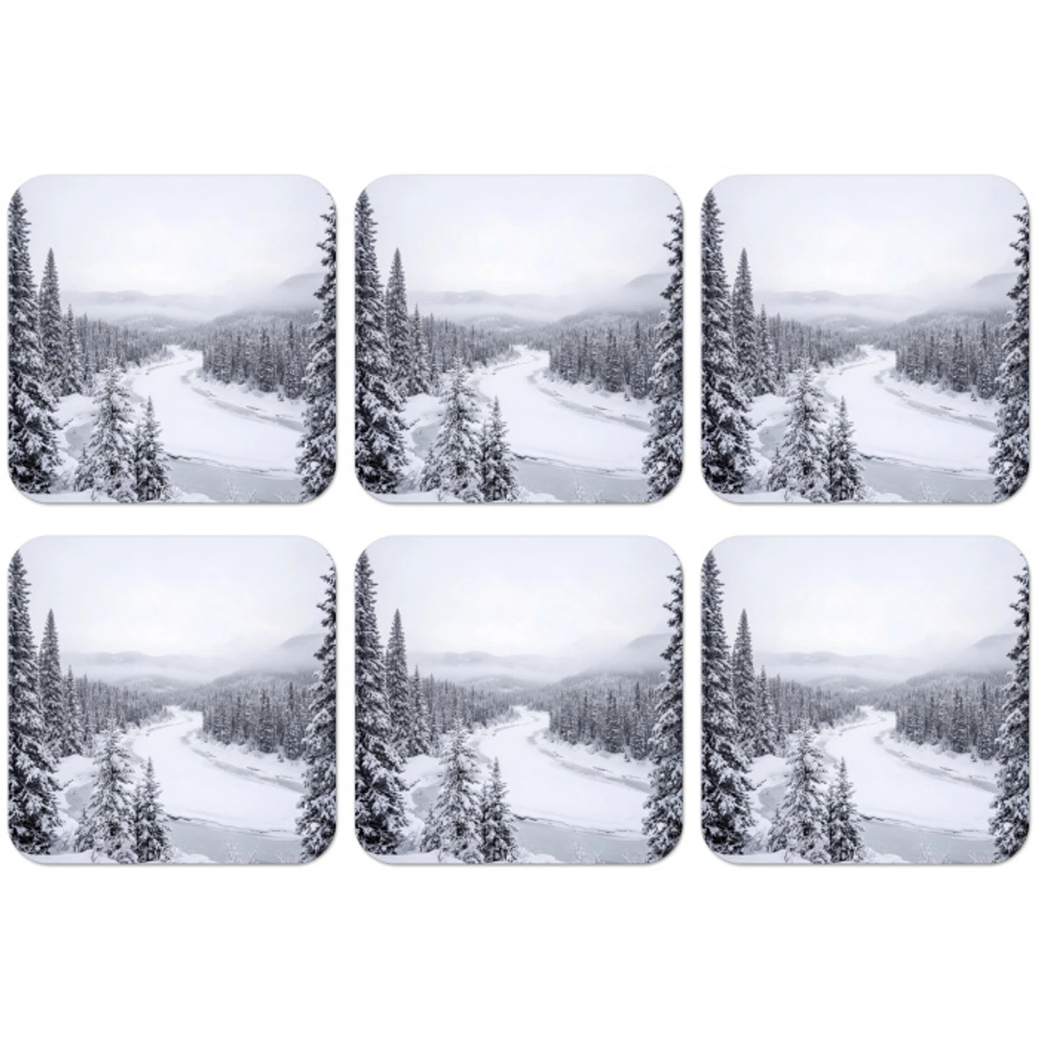 Rivier - Bevroren - Landschap - Winter onderzetter kurk middel -zkaufland3dotto
