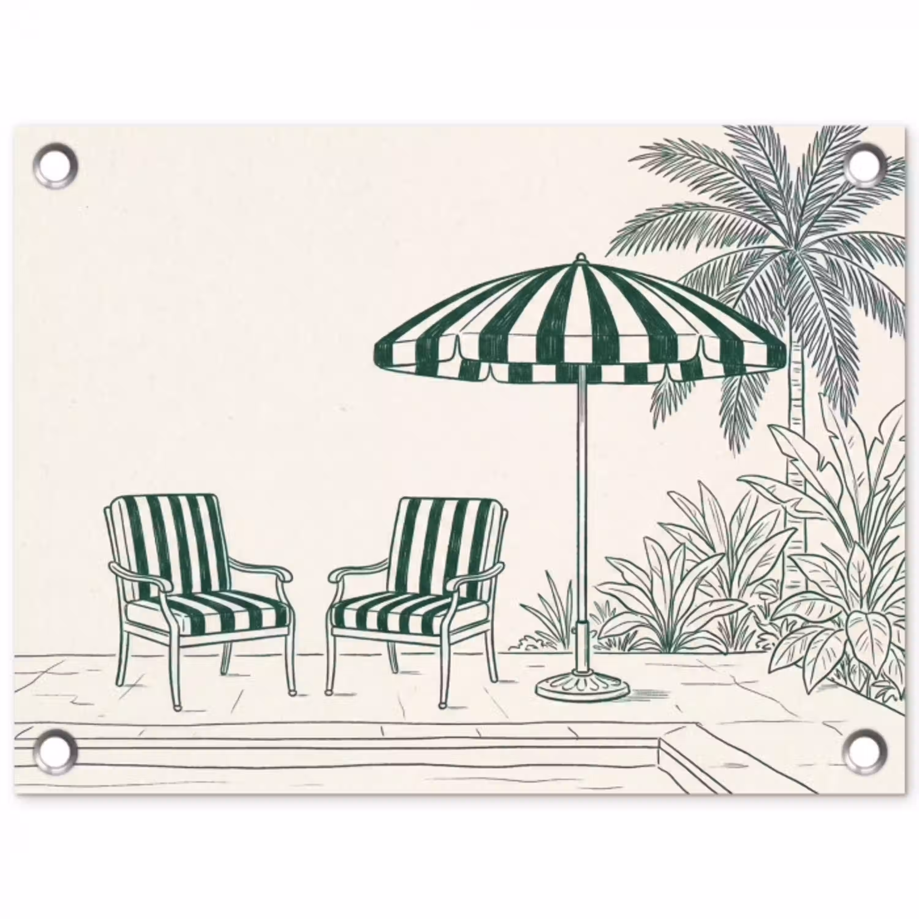 Terras - Illustratie - Groen tuinposter los doek klein -3d