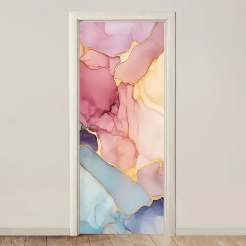 Marmer - Kleurrijk deurposter klein -3d_beige