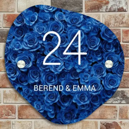 Blauwe rozen - Klassiek Naambord Organisch middel -sfeer10
