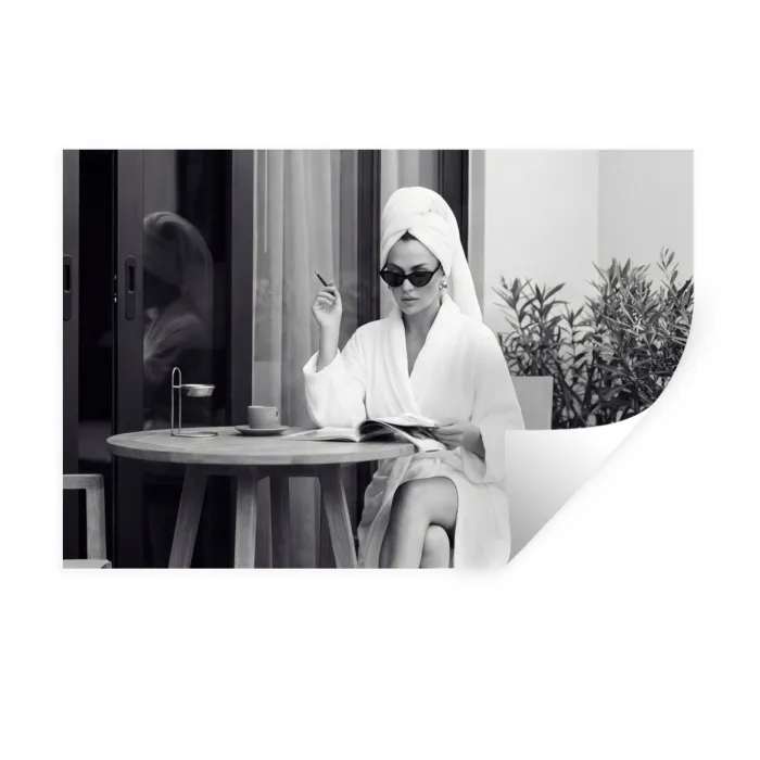 Modern - Vrouw - Zwart - Wit Muursticker klein -3d