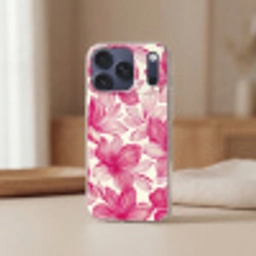 Bloemen - Patroon - Roze - Wit Telefoonhoesje iPhone 17 Pro klein -sfeer2