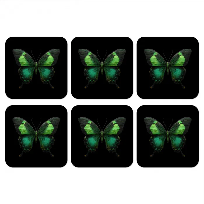 Vlinder - Groen - Opvallend onderzetter kurk middel -3d