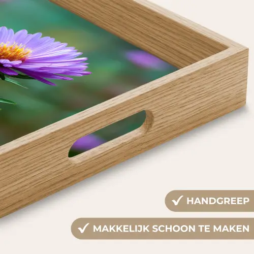 Aster - Paars - Bloem - Blaadjes Dienblad Rechthoek middel -USP_HandgreepNL