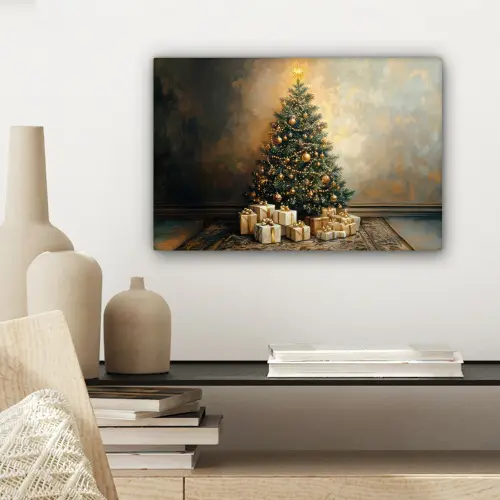 Kerstboom - Cadeaus - Goud canvas 2cm klein -sfeer6