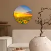 Bloemen - Zonnebloem - Zonsondergang - Nacht - Oranje Wandcirkel kunststof plaat 5mm dik klein -sfeer1