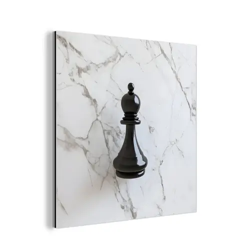 Schaakstuk - Loper - Zwart - Marmer aluminium wit klein -3d