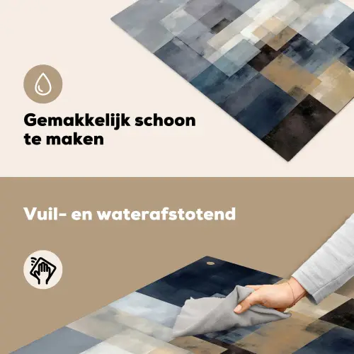 Rechthoeken - Abstract - Blauw Inductie beschemer met haakjes klein -ky-schoon-nl