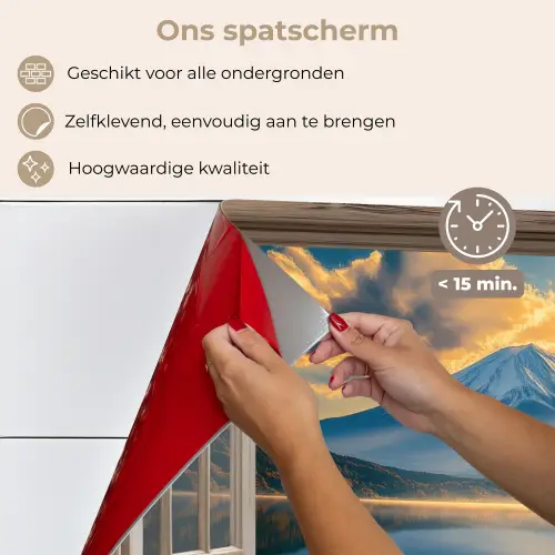 Doorkijk - Landschap - Bergen - Uitzicht - Raam keuken achterwand spatscherm klein -spatscherm_NL