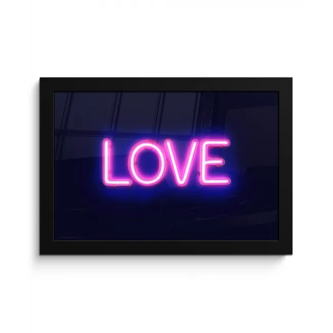 Neon - Love - Valentijn fotolijst zwart zonder passe partout klein -3d