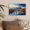 Zonsondergang Frankfurt - Stad - Skyline - Water canvas 2cm klein -sfeer1