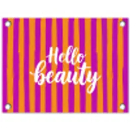 Modern - Hello - Oranje tuinposter los doek klein -3d