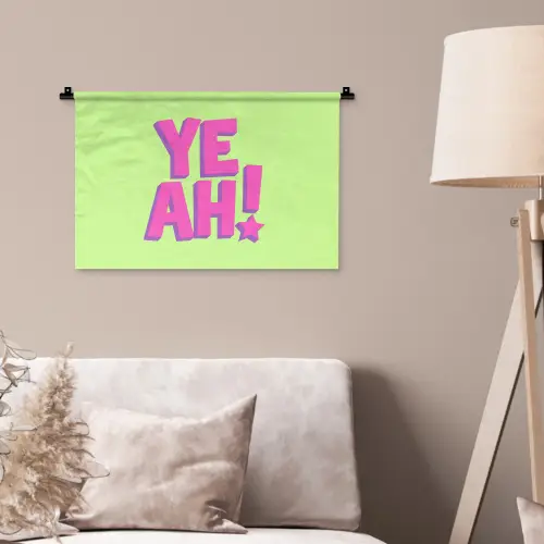 Groen - Neon - Quote Wandkleed katoen klein -sfeer4