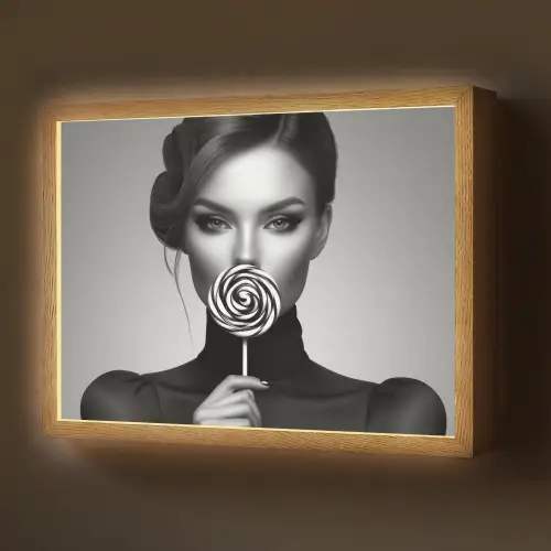 Vrouw - Lolly - Zwart Light Box met batterij (Wandlamp) middel -z3d_website