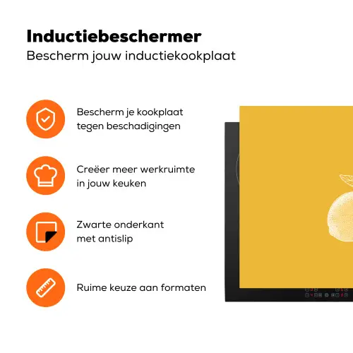 Citroenen - Illustratie - Minimalistisch - Geel Inductie beschermer vinyl 3mm klein -zzzzzzz-td-ups