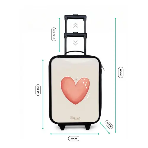 Rood hart op een beige achtergrond Kinderkoffer - Zwart klein -productfoto_formaten