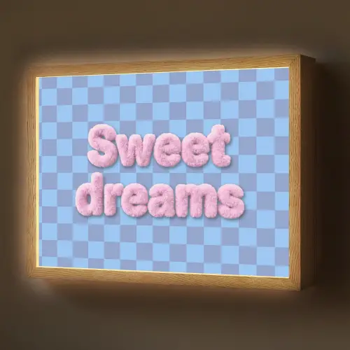 Sweet dreams - Vierkanten - Roze - Blauw Light Box met batterij (Wandlamp) middel -z3d_website