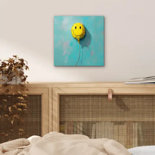 Ballon - Geel - Smiley aluminium wit klein -sfeer3