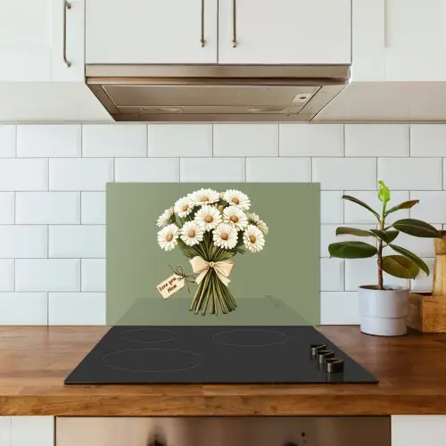 Lint - Boeket - Groen - Quote keuken achterwand spatscherm klein -sfeer2
