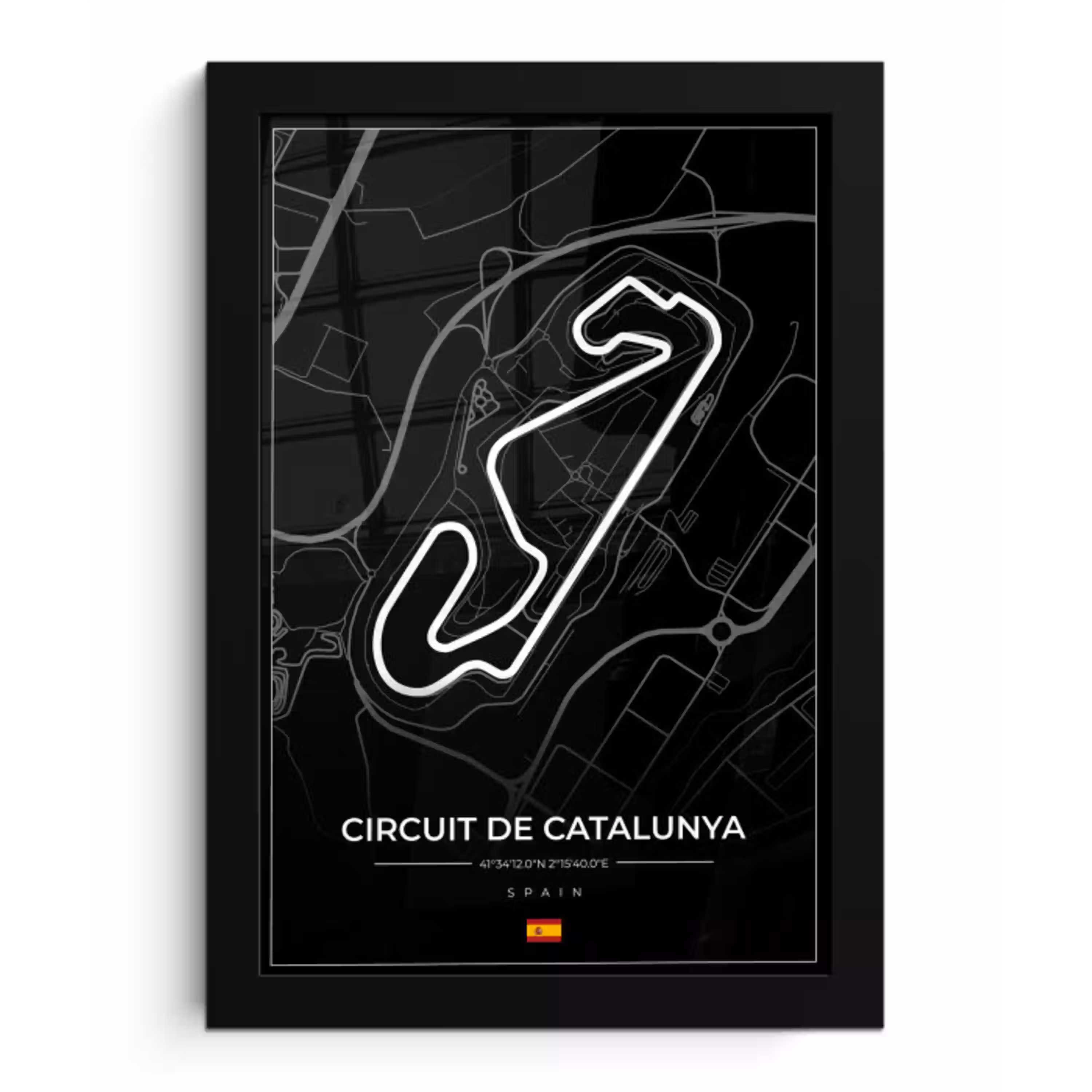 F1 - Racebaan - Circuit de Barcelona-Catalunya - Circuit - Spanje - Zwart fotolijst zwart zonder passe partout klein -3d