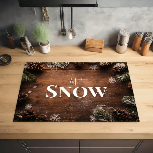 Sneeuw - Houtlook - Quote - Let it snow Inductie beschermer vinyl 3mm klein -sfeer5