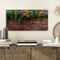 Bloemen - Muur - Groen - Oranje plexiglas 5mm klein -sfeer1