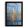 Skyline - Wolkenkrabbers - Water - Blauw fotolijst zwart zonder passe partout klein -3d