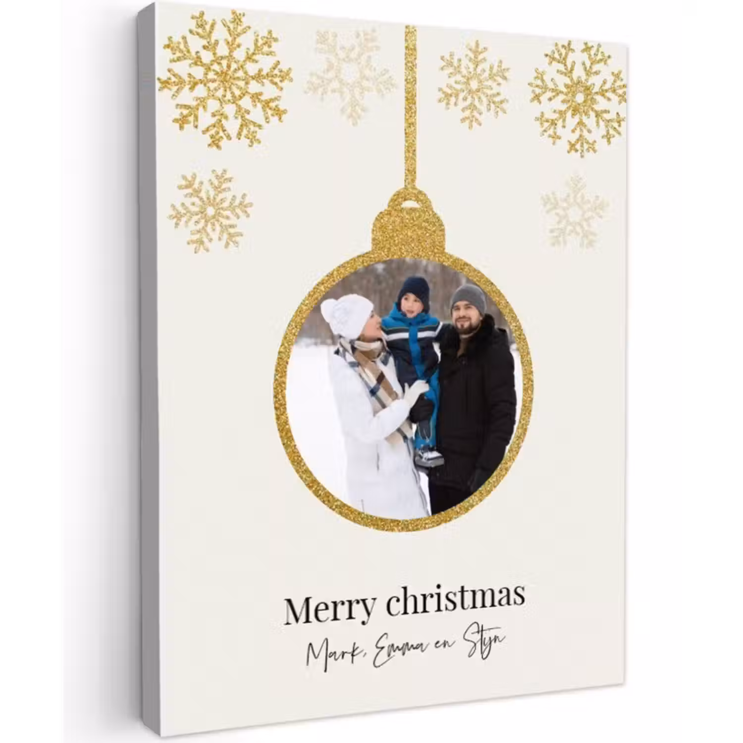 Gepersonaliseerd canvas schilderij - Kerstbal - Merry Christmas - Kerst