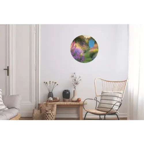 Tuinhuisje - Blauw - Bloemen Wandcirkel aluminium klein -woonkamer