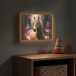 Paard - Bloemen - Roze - Natuur - Bos Light Box met batterij (Wandlamp kind) middel -sfeer5_kind