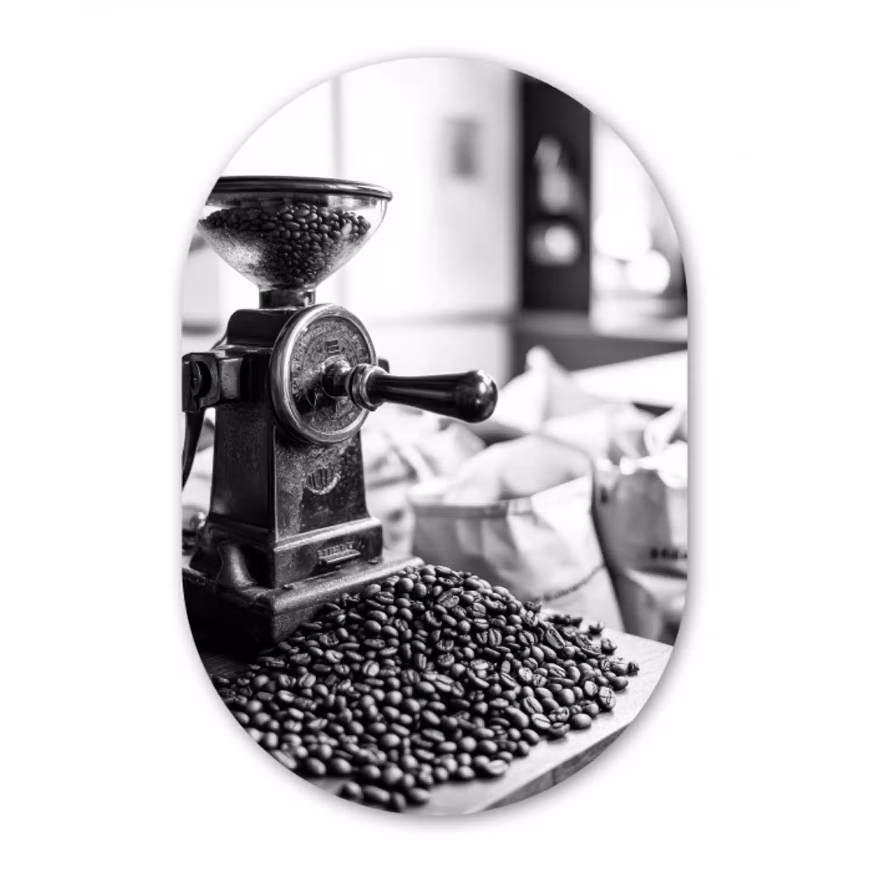 Koffiemolen - Gemalen - Vintage Wandcirkel Ovaal Aluminium middel -3d