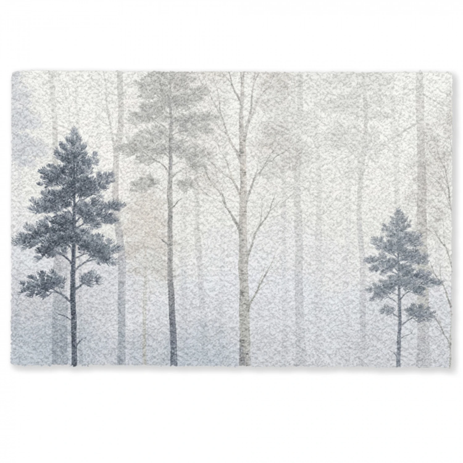Bos - Bomen - Mist - Natuur - Illustratie - Grijs Deurmat klein -zkaufland3d