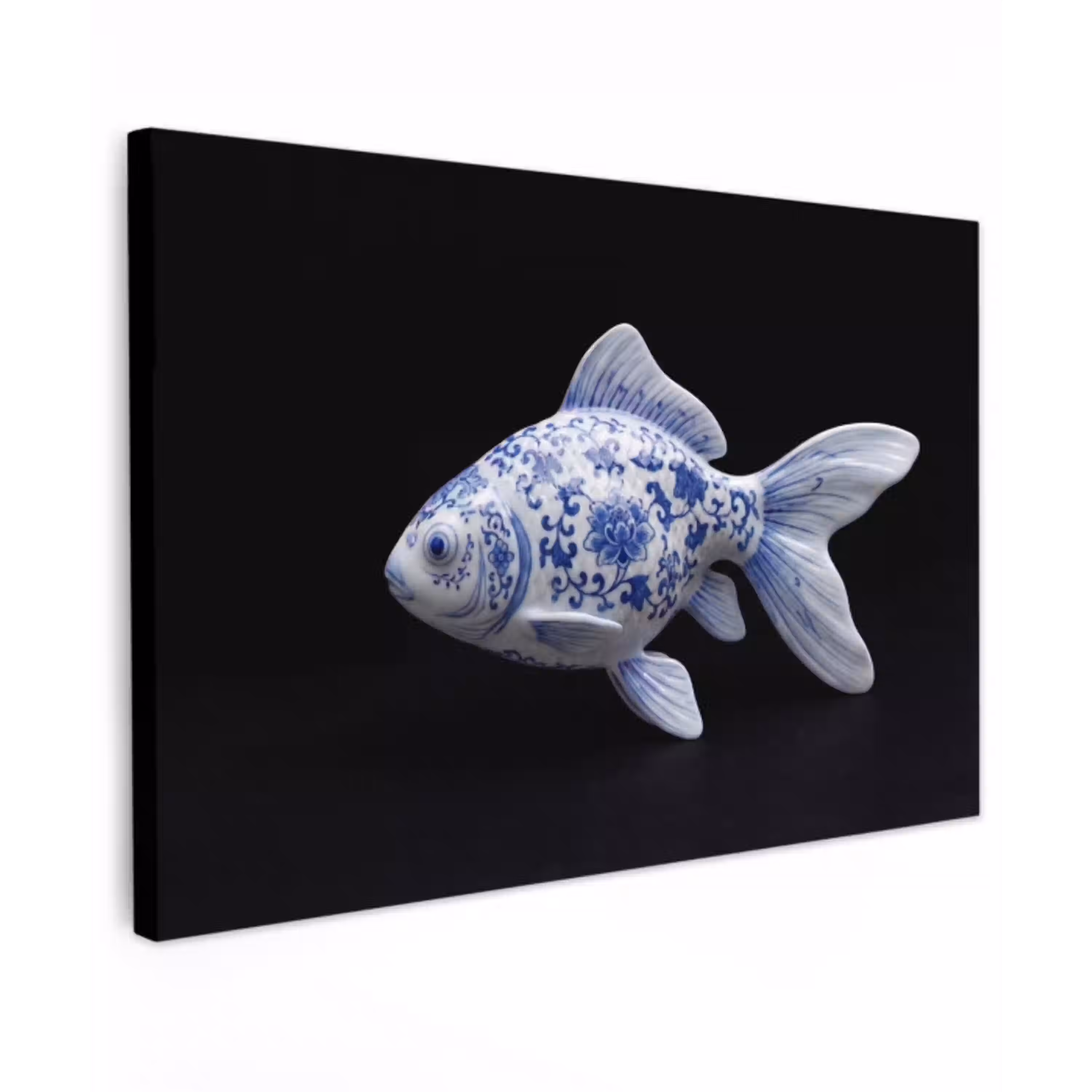 Porselein - Goudvis - Delfts - Blauw canvas 2cm klein -z3d