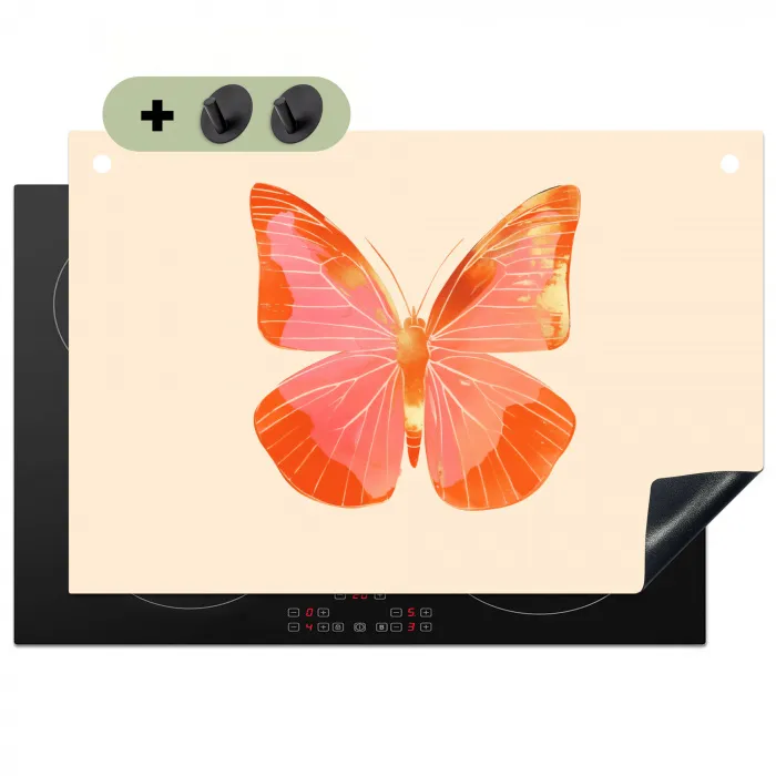 Vlinder - Minimalistisch - Roze Inductie beschemer met haakjes klein -3d