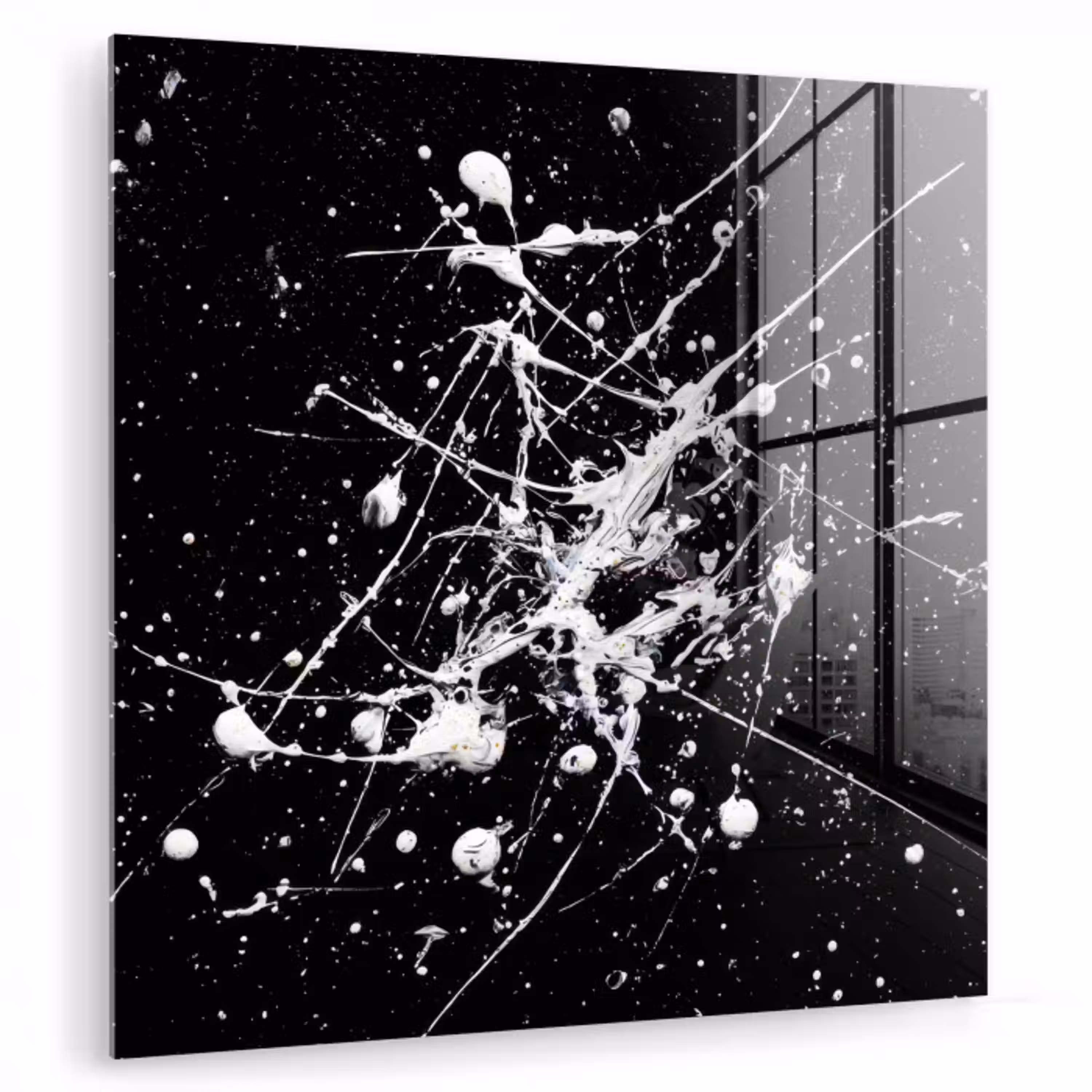 Verfspatten - Wit - Abstract - Explosie plexiglas 5mm klein -zzzproduct_nieuw