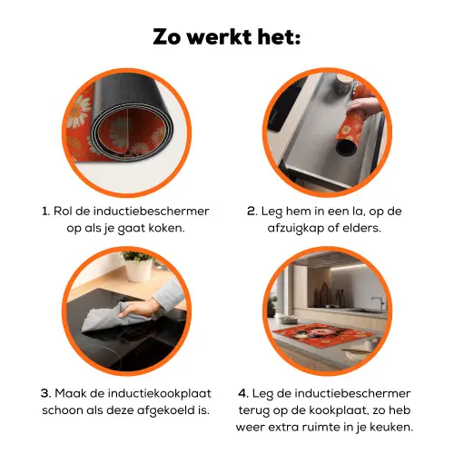 Vrouw - Kleurrijk - Dierenprint - Bloemen Inductie beschermer vinyl 3mm klein -zzzzzzz-td-werking