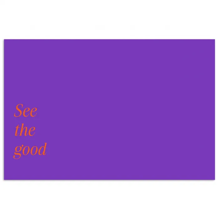 See the good - Oranje - Paars poster papier klein -3d