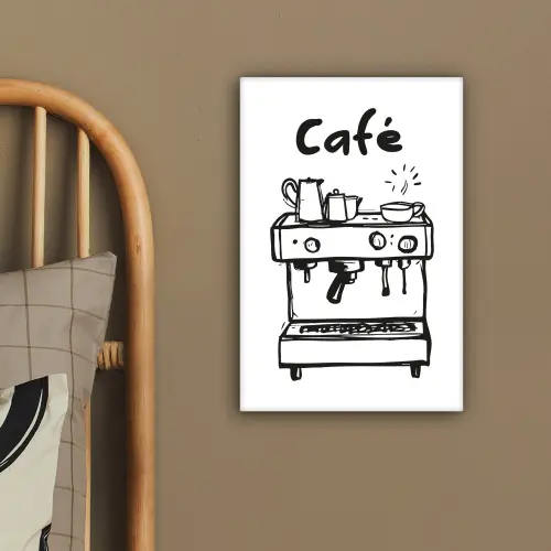 Illustratie - Café - Koffiemachine - Kopjes canvas 2cm klein -sfeer3